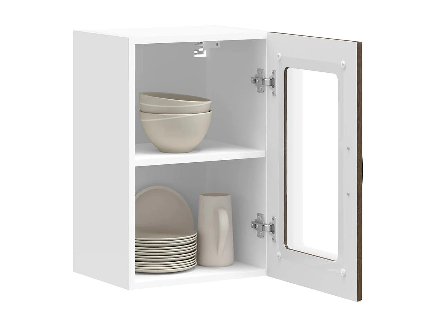 Armoire murale de cuisine et porte en verre Kalmar chêne marron