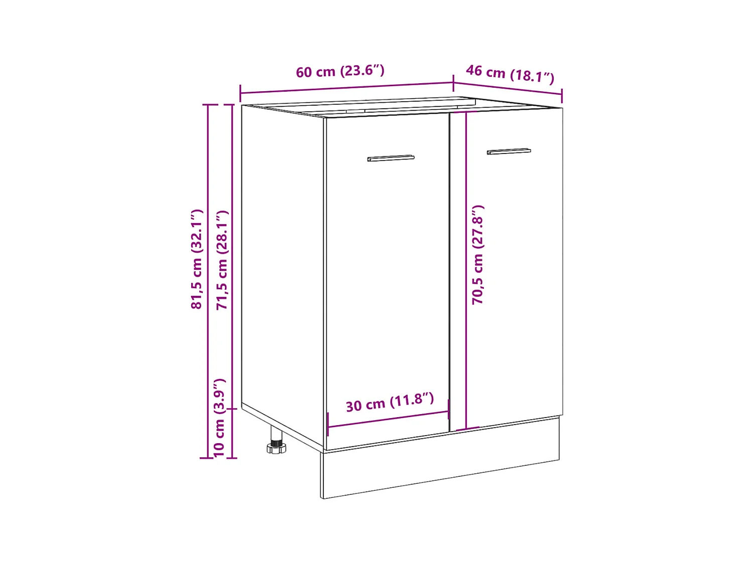 Meuble bas "Lyon" Bois ancien 60 x 46 x 81,5 cm Bois d'ingénierie