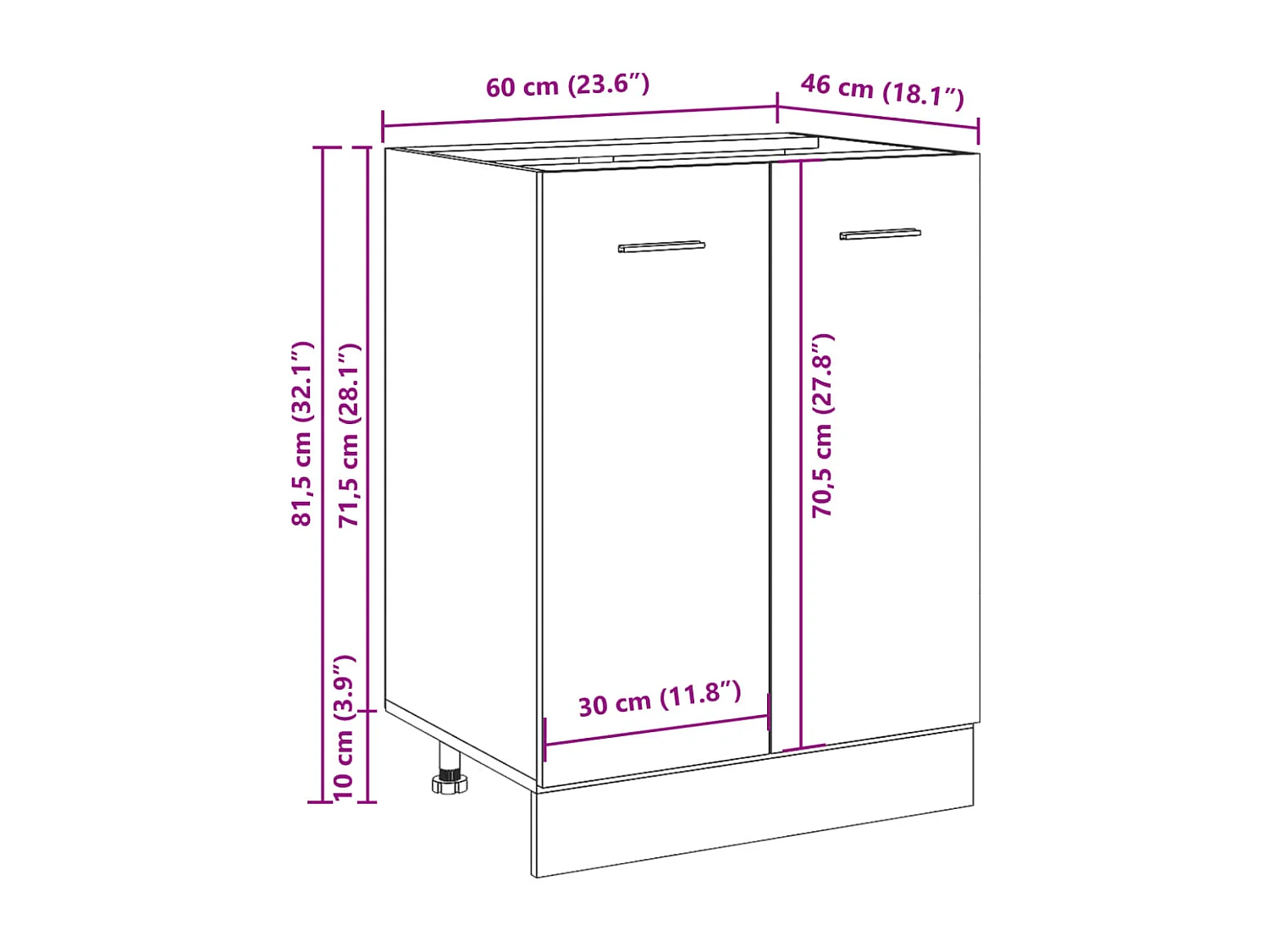 Armário inferior “Lyon” deriv. madeira madeira velha