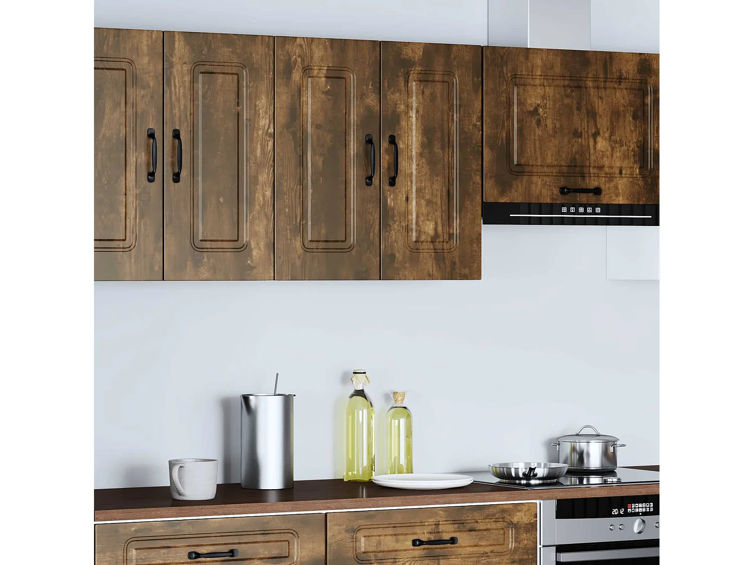 Armoire murale de cuisine Kalmar chêne fumé bois d'ingénierie