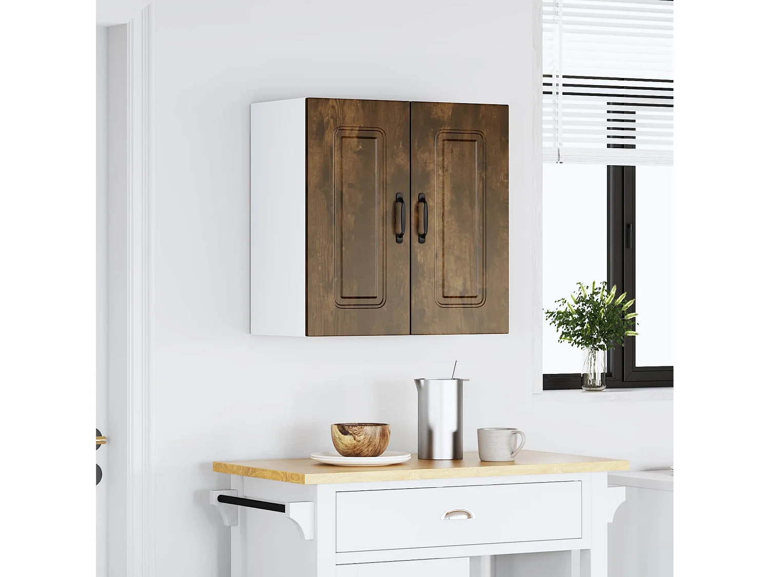 Armoire murale de cuisine Kalmar chêne fumé bois d'ingénierie