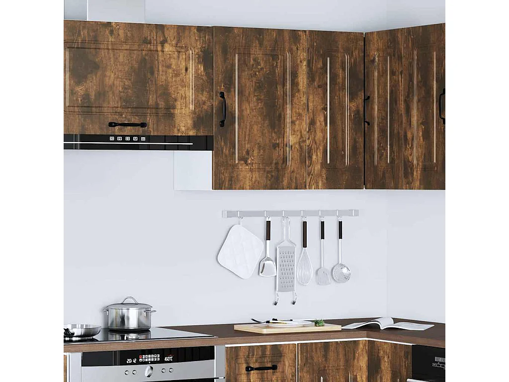 Keukenbovenkast Kalmar bewerkt hout gerookt eikenkleurig