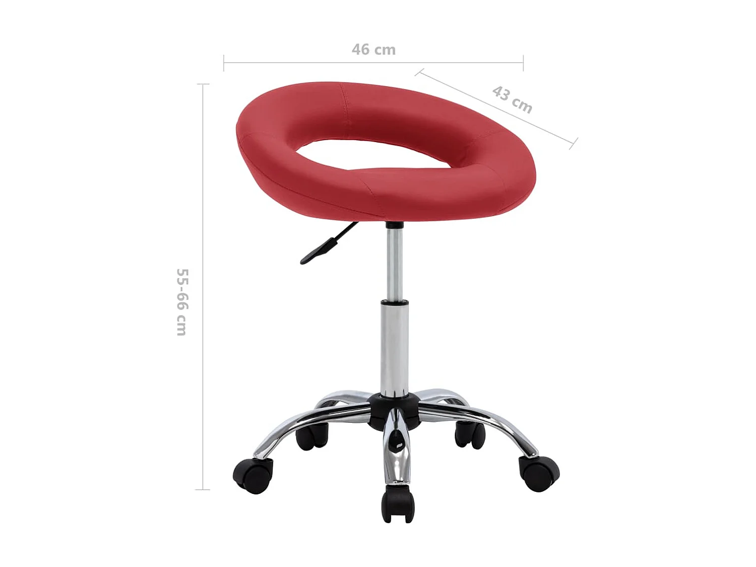 Chaise de travail roulante Rouge bordeaux Similicuir