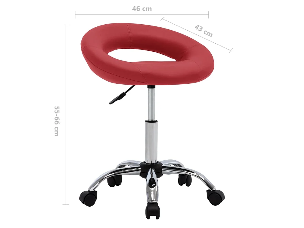 Chaise de travail roulante Rouge bordeaux Similicuir
