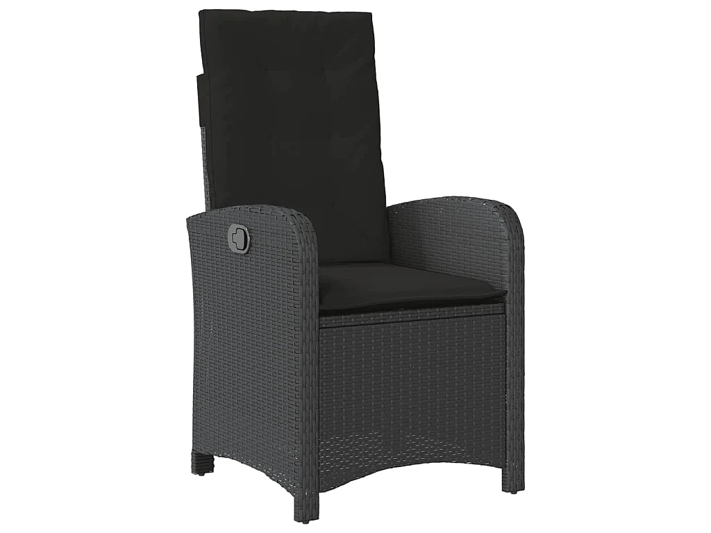 Set da Pranzo da Giardino 9 pz con Cuscini Nero in Polyrattan