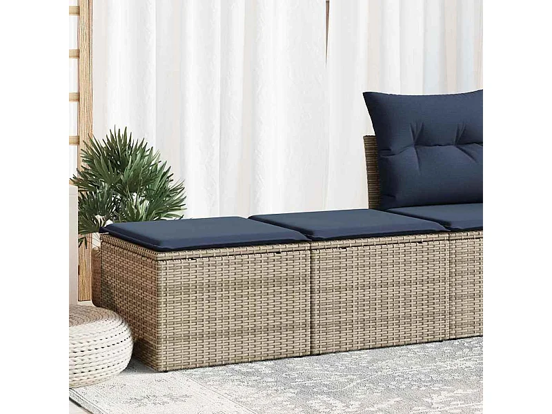 2-delige Loungeset met kussens poly rattan acacia grijs