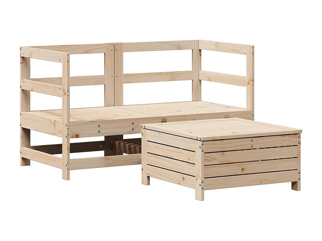 Salon de jardin 3 pcs bois de pin massif