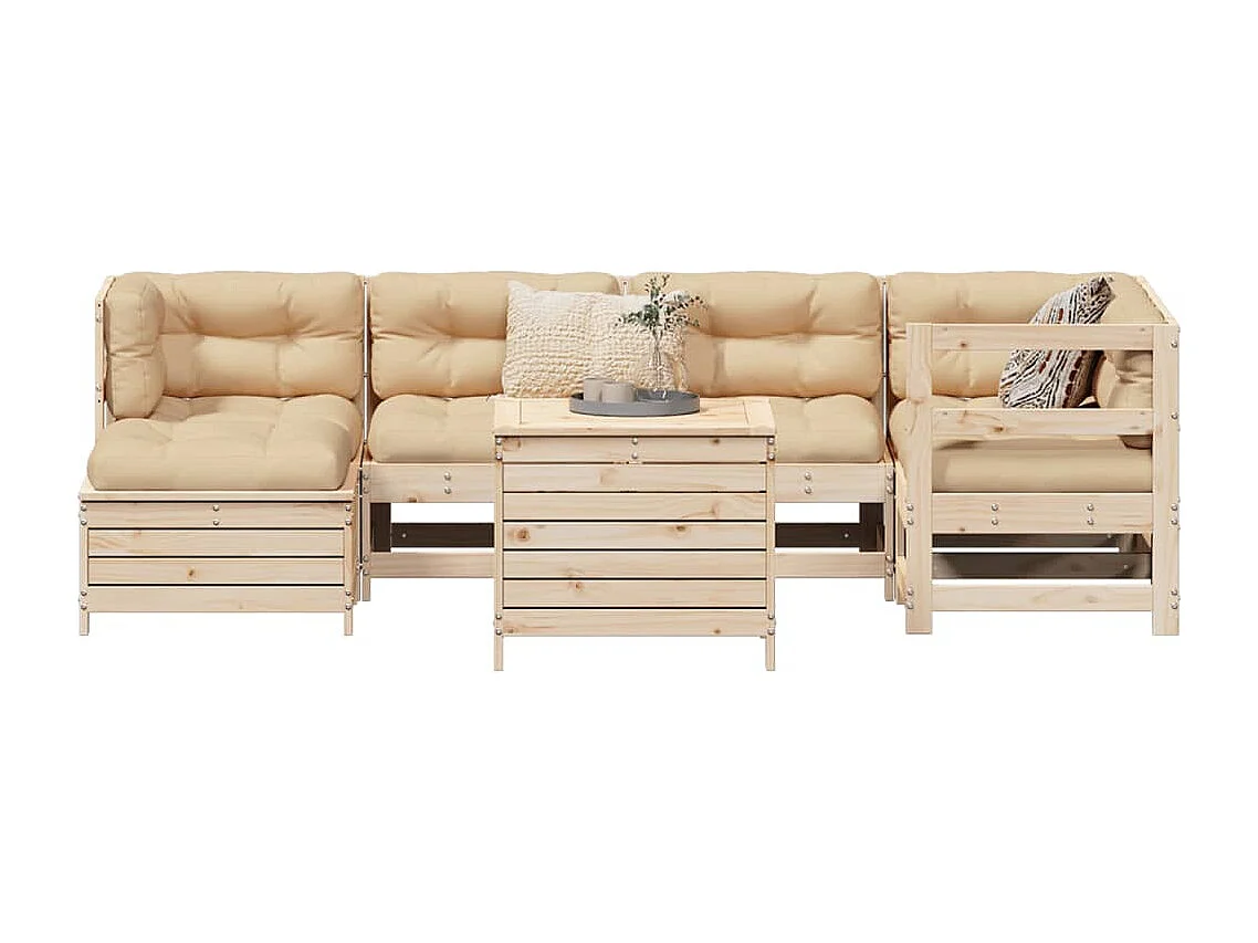 Set Divani da Giardino 7 pz in Legno Massello di Pino