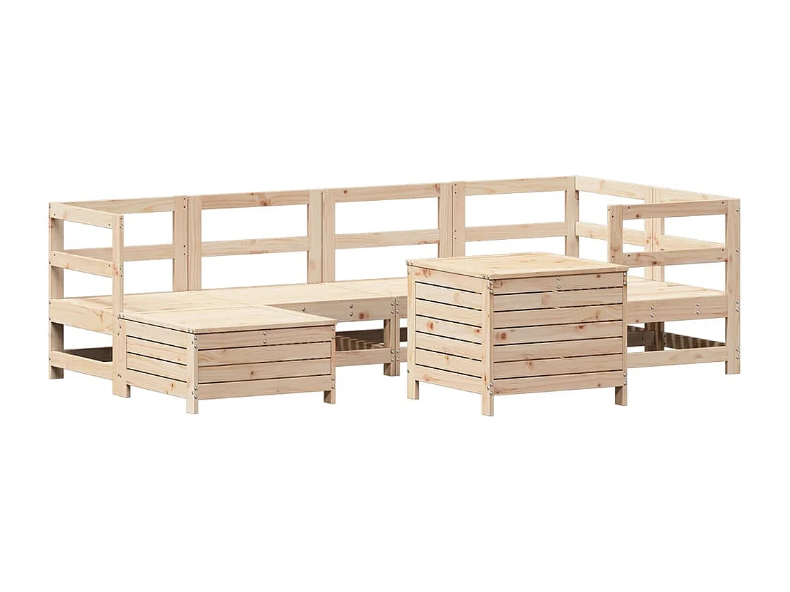 Set Divani da Giardino 7 pz in Legno Massello di Pino