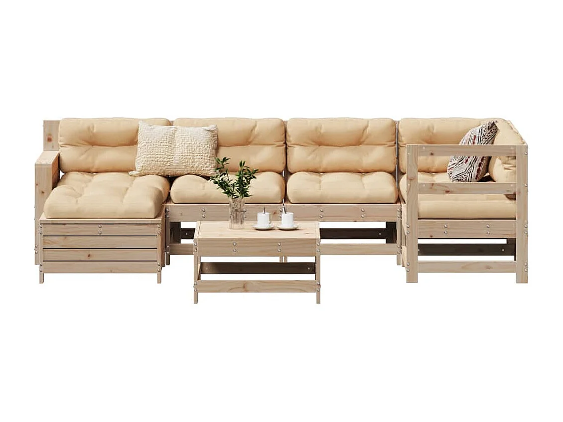 7 pcs conjunto de sofás para jardim madeira de pinho maciça