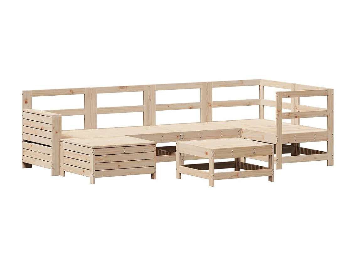 7 pcs conjunto de sofás para jardim madeira de pinho maciça