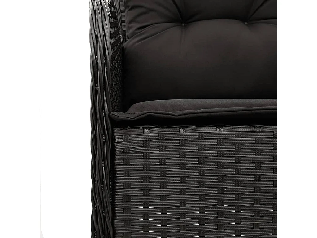 Ensemble à manger de jardin coussins 7pcs Noir Résine tressée