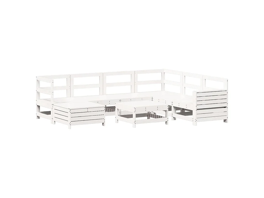 8-delige Loungeset massief grenenhout wit