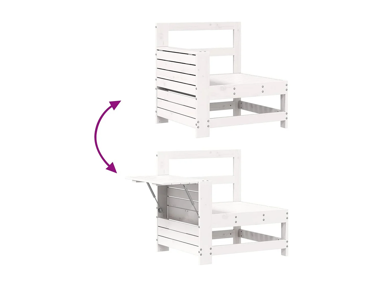 8-delige Loungeset massief grenenhout wit