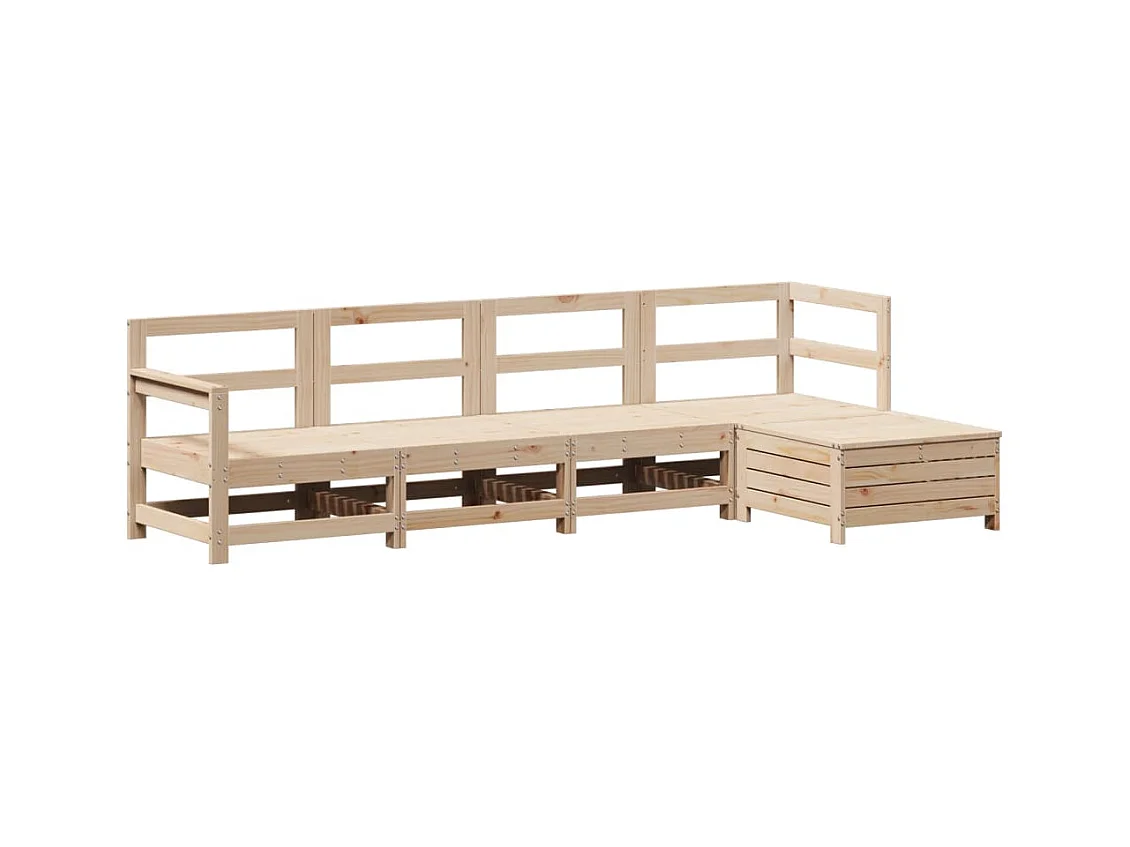 Set Divani da Giardino 5 pz in Legno Massello di Pino