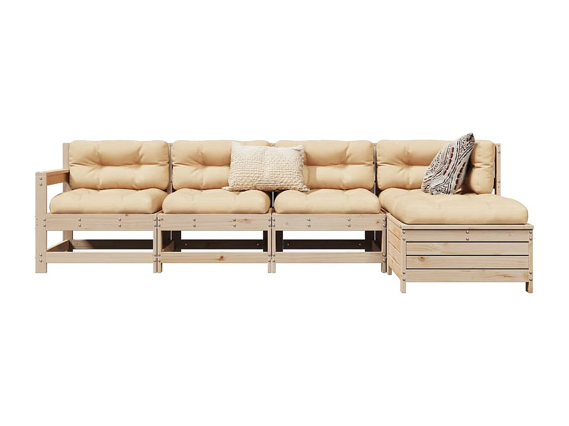 5-tlg. Garten-Sofagarnitur Massivholz Kiefer