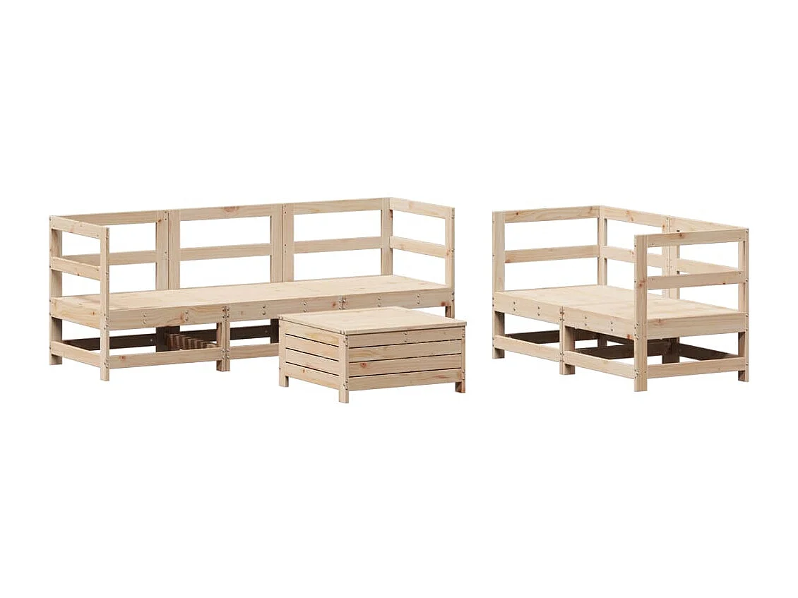 Set Divani da Giardino 6 pz in Legno Massello di Pino