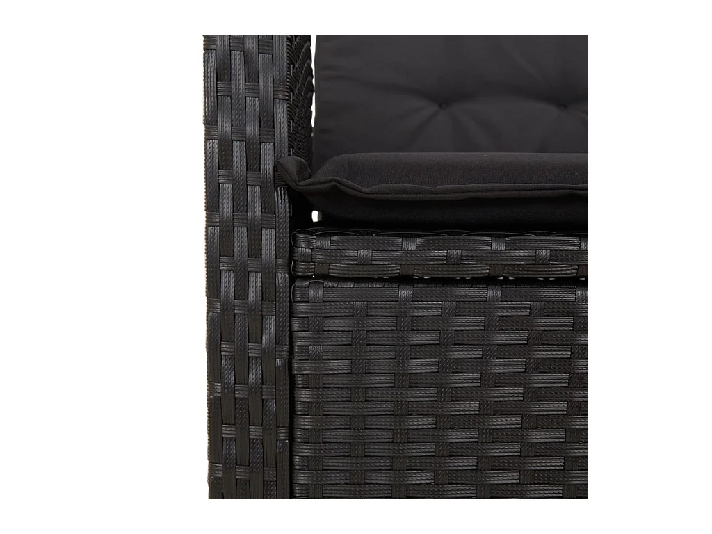 Set da Pranzo da Giardino 7 pz Nero con Cuscini in Polyrattan