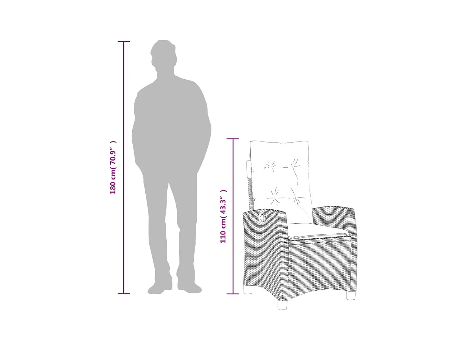 Set da Pranzo da Giardino 7 pz Nero con Cuscini in Polyrattan