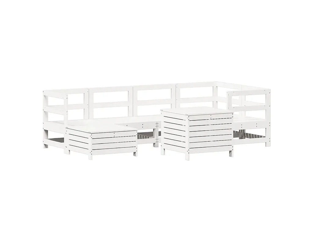7-delige Loungeset massief grenenhout wit