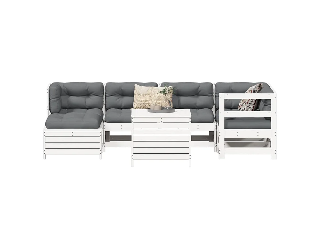 7-delige Loungeset massief grenenhout wit