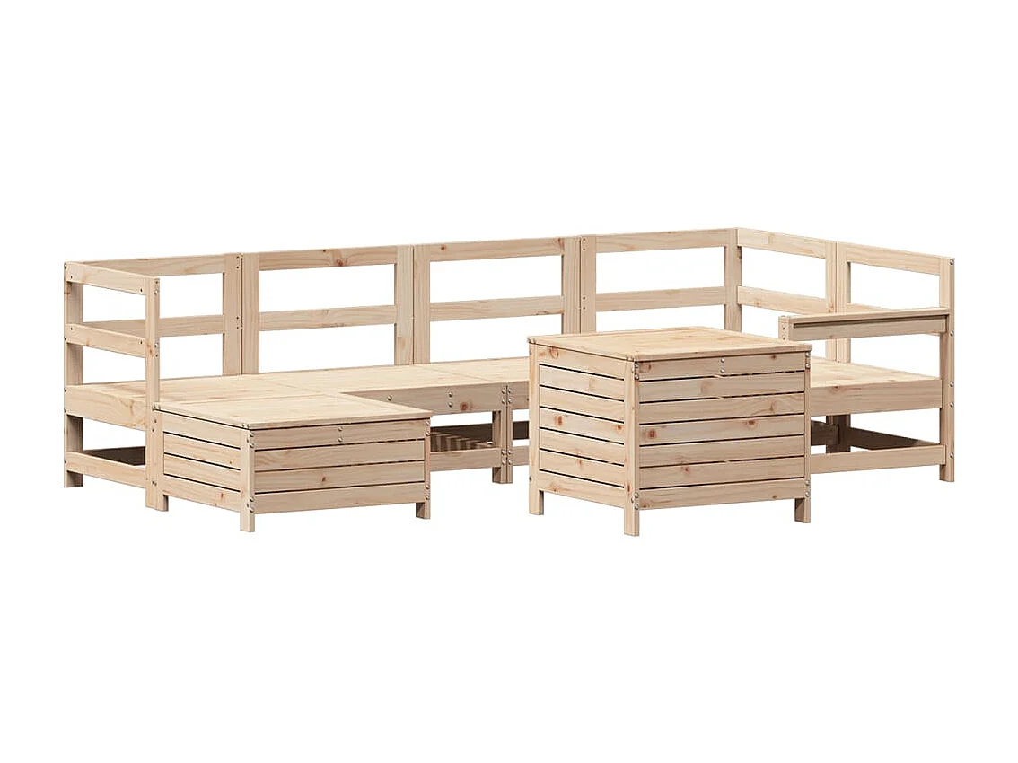 7-tlg. Garten-Sofagarnitur Massivholz Kiefer