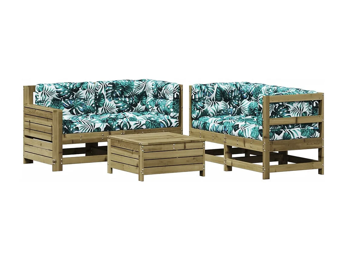 5-tlg. Garten-Lounge-Set mit Kissen Imprägniertes Kiefernholz