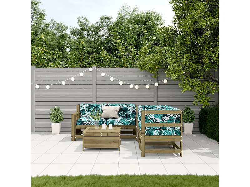 5-tlg. Garten-Lounge-Set mit Kissen Imprägniertes Kiefernholz