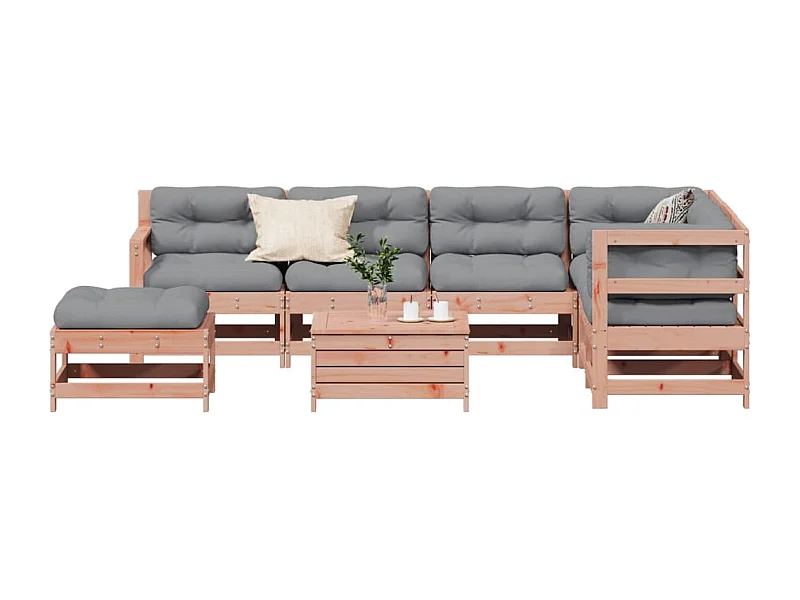 8-delige Loungeset met kussens massief douglashout