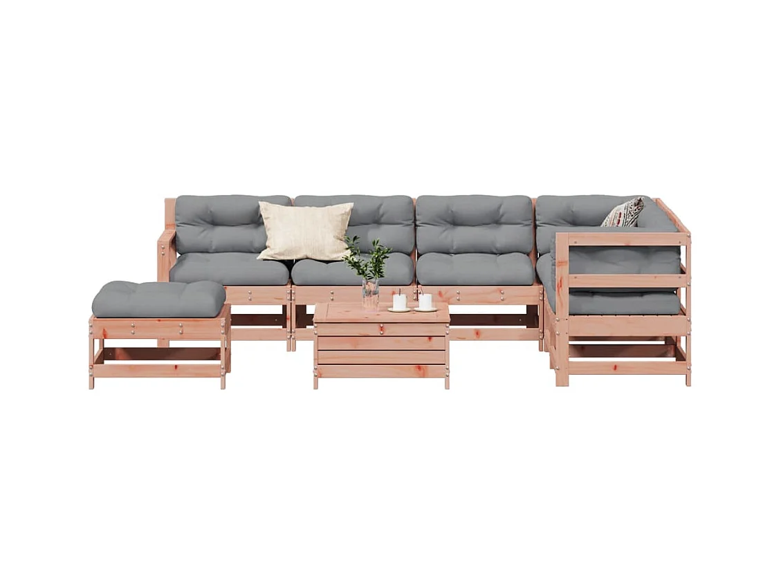 8-tlg. Garten-Lounge-Set mit Kissen Massivholz Douglasie