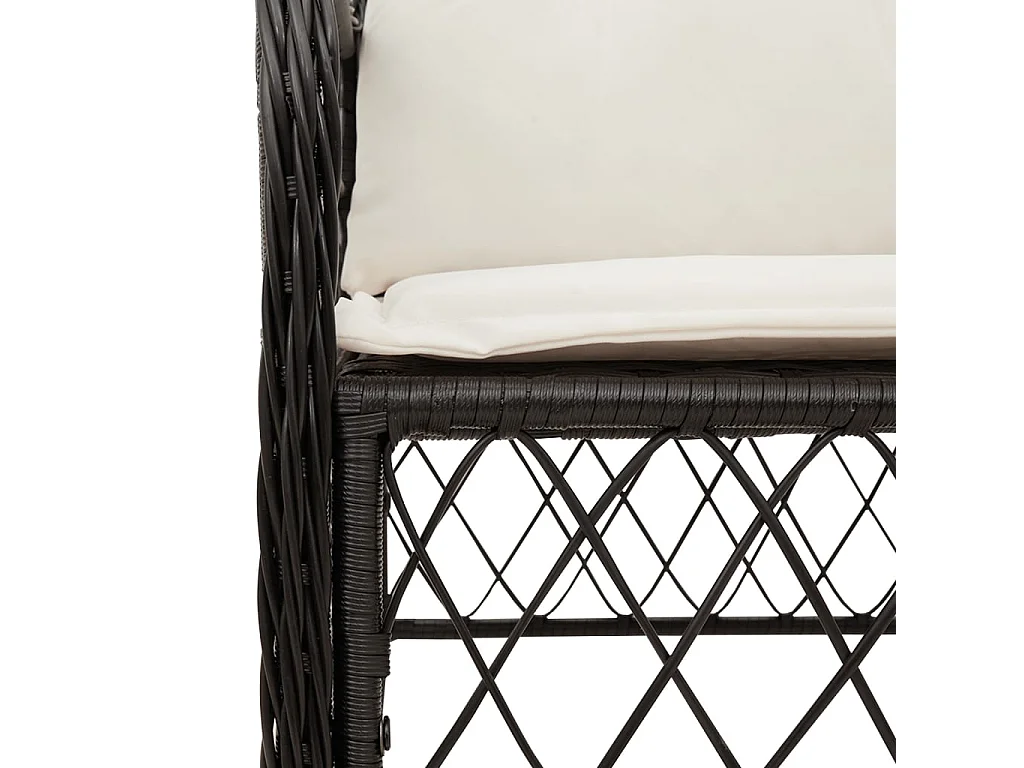 7-tlg. Garten-Essgruppe mit Kissen Schwarz Poly Rattan