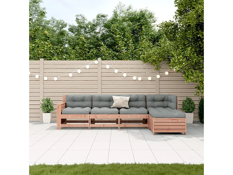 Set Divani Giardino 5 pz con Cuscini Legno Massello di Douglas
