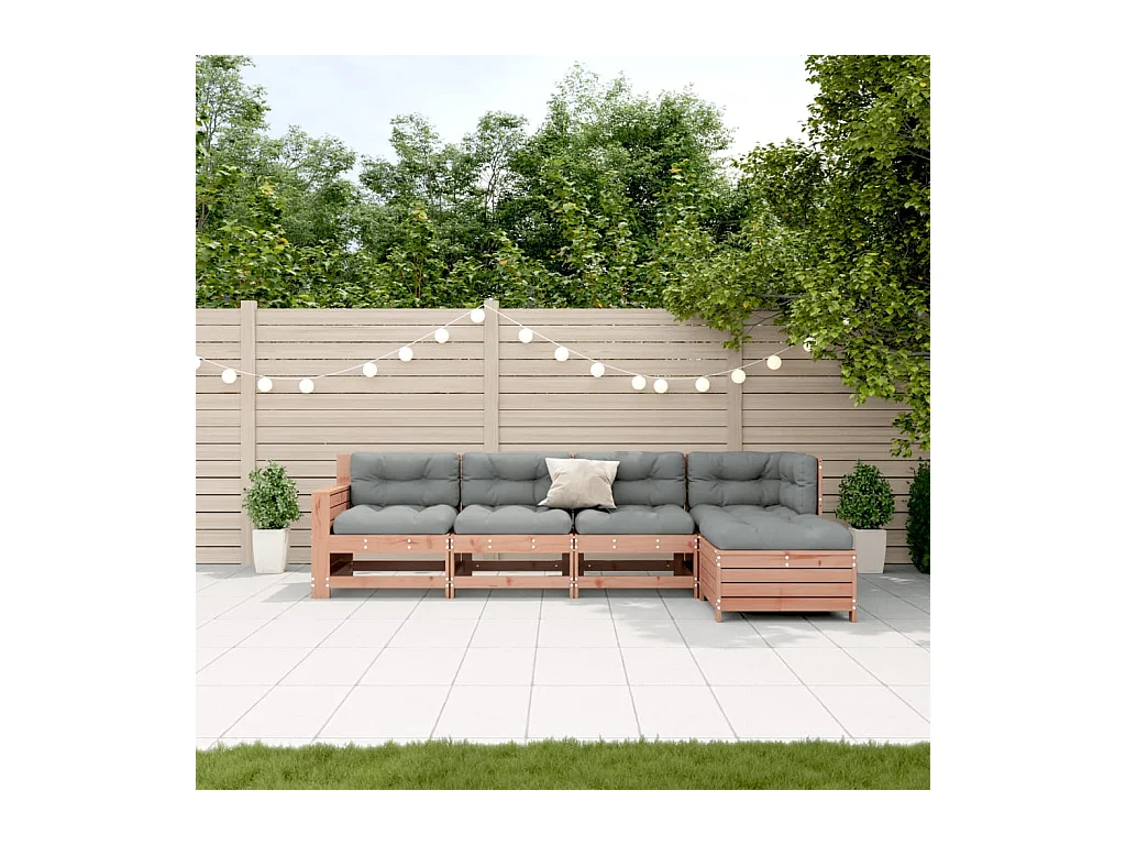 Set Divani Giardino 5 pz con Cuscini Legno Massello di Douglas