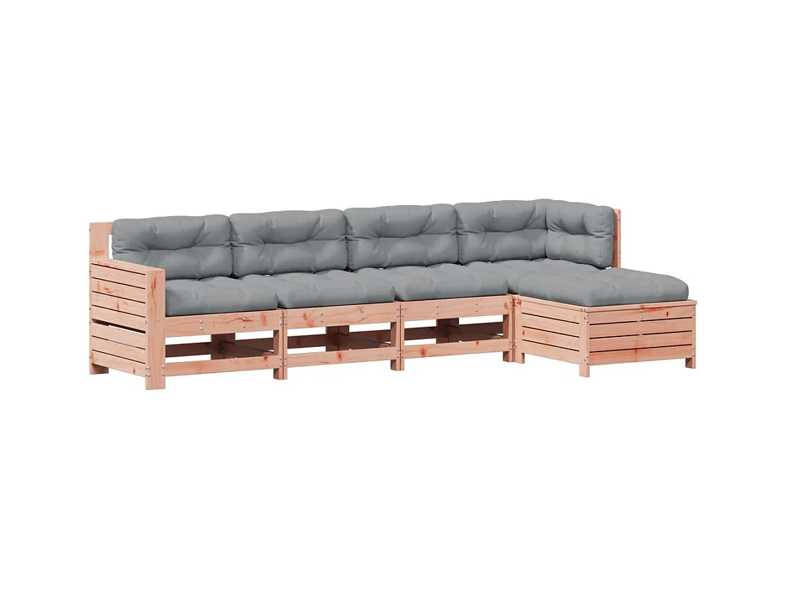 Set Divani Giardino 5 pz con Cuscini Legno Massello di Douglas