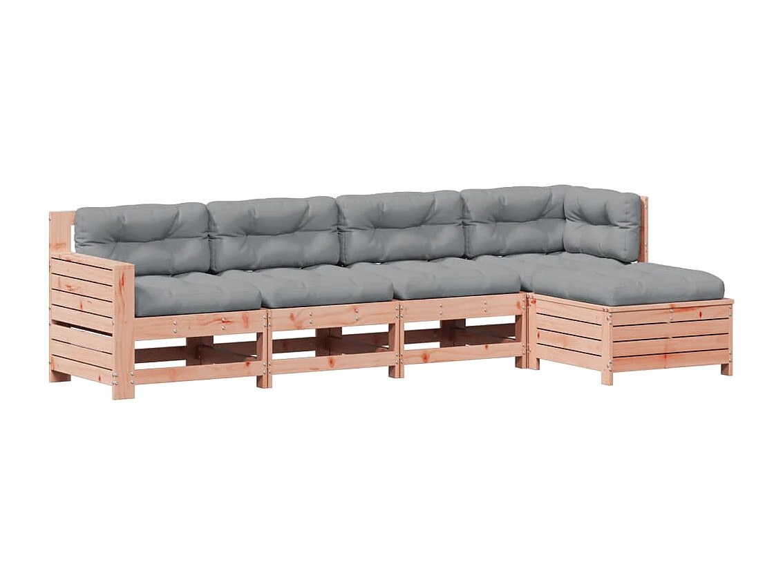Salon de jardin 5 pcs avec coussins bois massif douglas