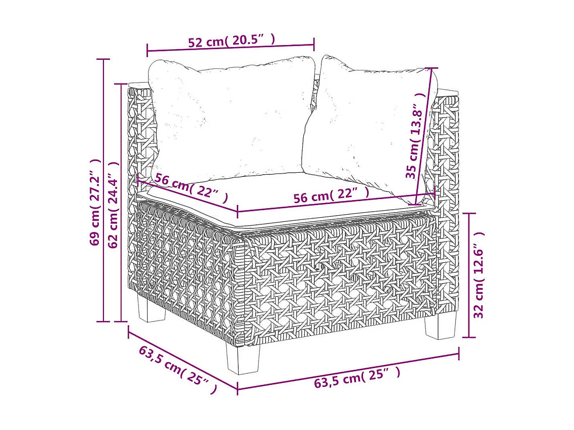 5-delige Loungeset met kussens poly rattan beige
