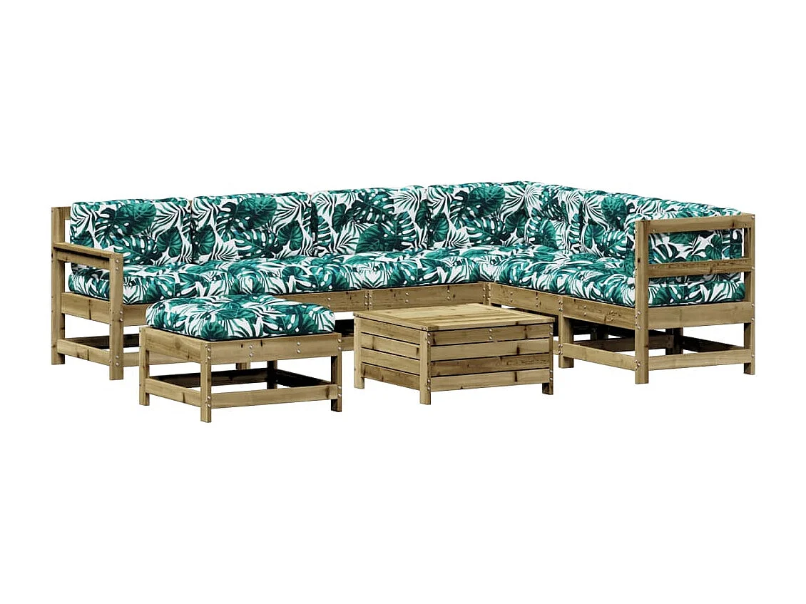8-tlg. Garten-Lounge-Set mit Kissen Imprägniertes Kiefernholz