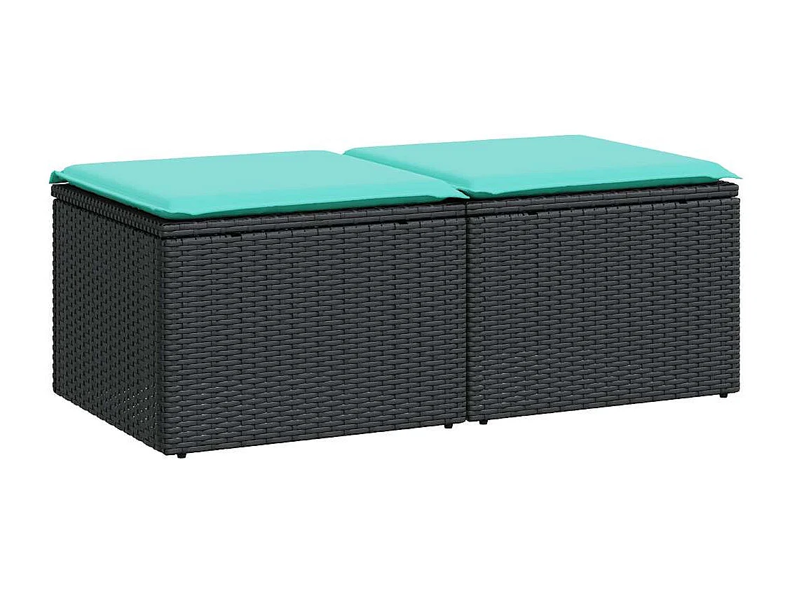 2-tlg. Garten-Sofagarnitur mit Kissen Schwarz Poly Rattan