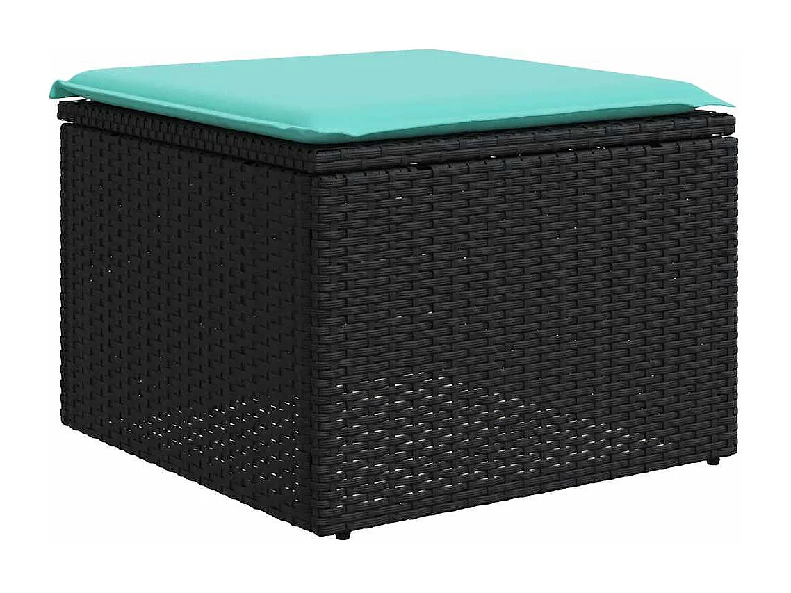 2-tlg. Garten-Sofagarnitur mit Kissen Schwarz Poly Rattan