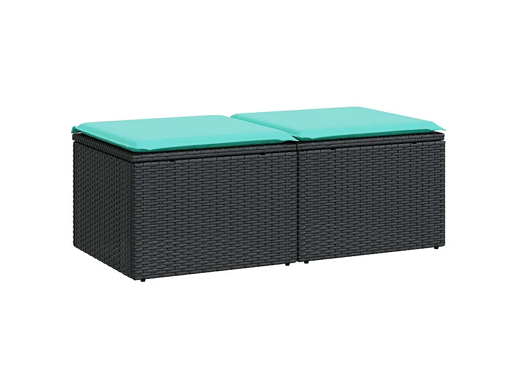 Set Divani da Giardino con Cuscini 2 pz Nero Polyrattan Acacia