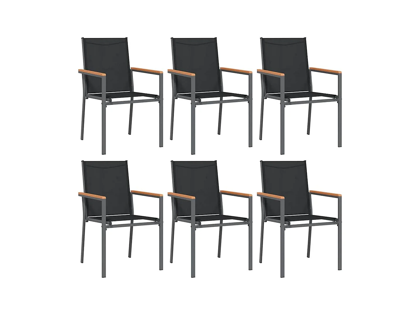 Ensemble à manger de jardin 7 pcs noir textilène et acier