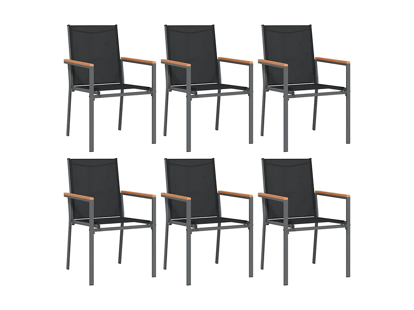 7-tlg. Garten-Essgruppe Schwarz Textilene und Stahl