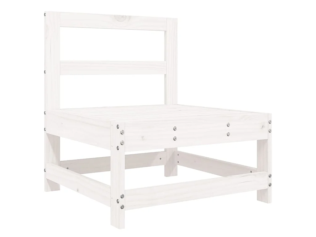 Salon de jardin 8 pcs blanc bois de pin massif