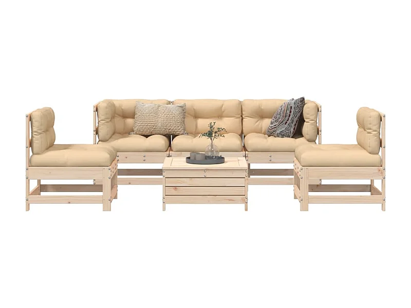 6-delige Loungeset massief grenenhout