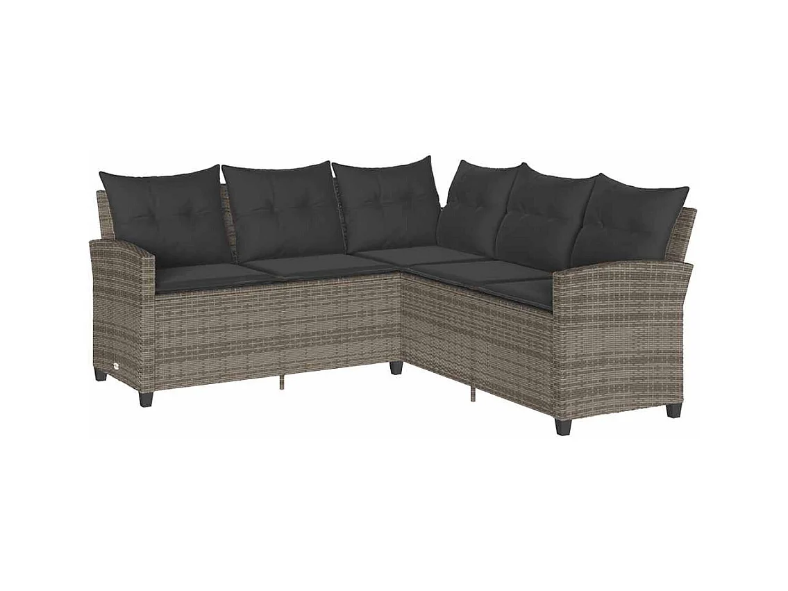 Juego de sofás de jardín en forma de L con cojines 6 pzas gris