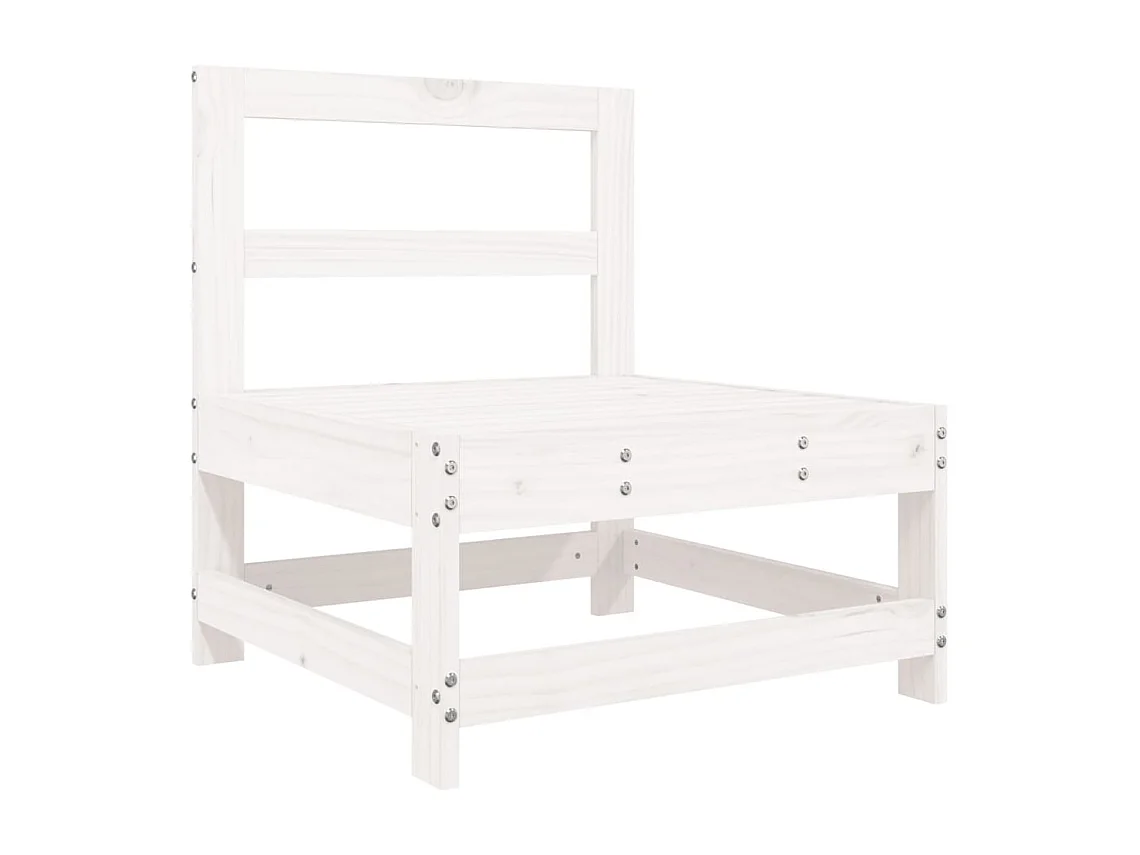 Salon de jardin 7 pcs blanc bois de pin massif