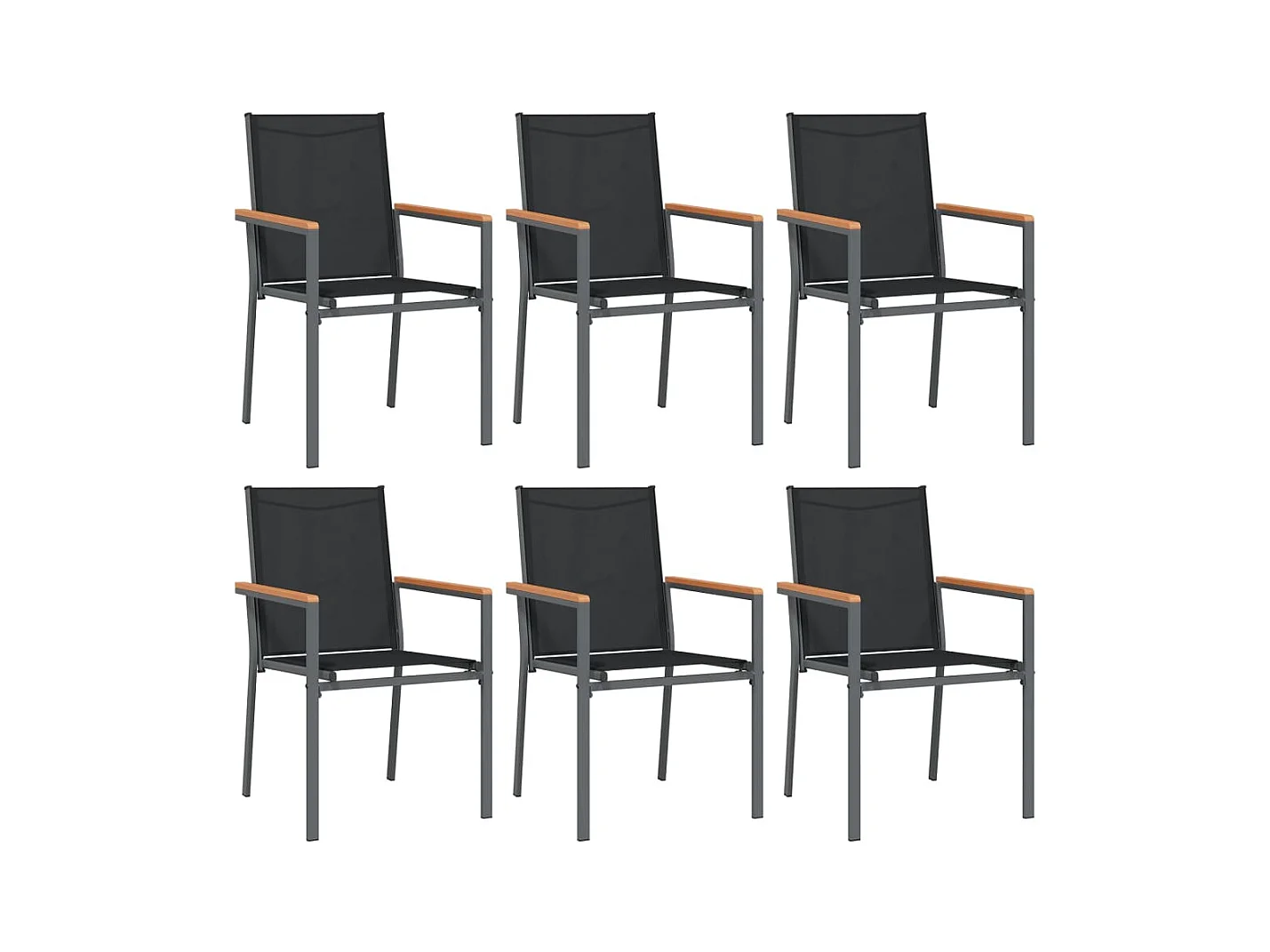 7-tlg. Garten-Essgruppe Schwarz Textilene und Stahl