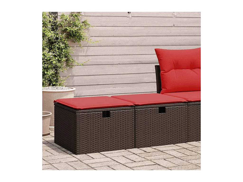 Set Divano Giardino 4 pz con Cuscini Marrone Polyrattan Acacia