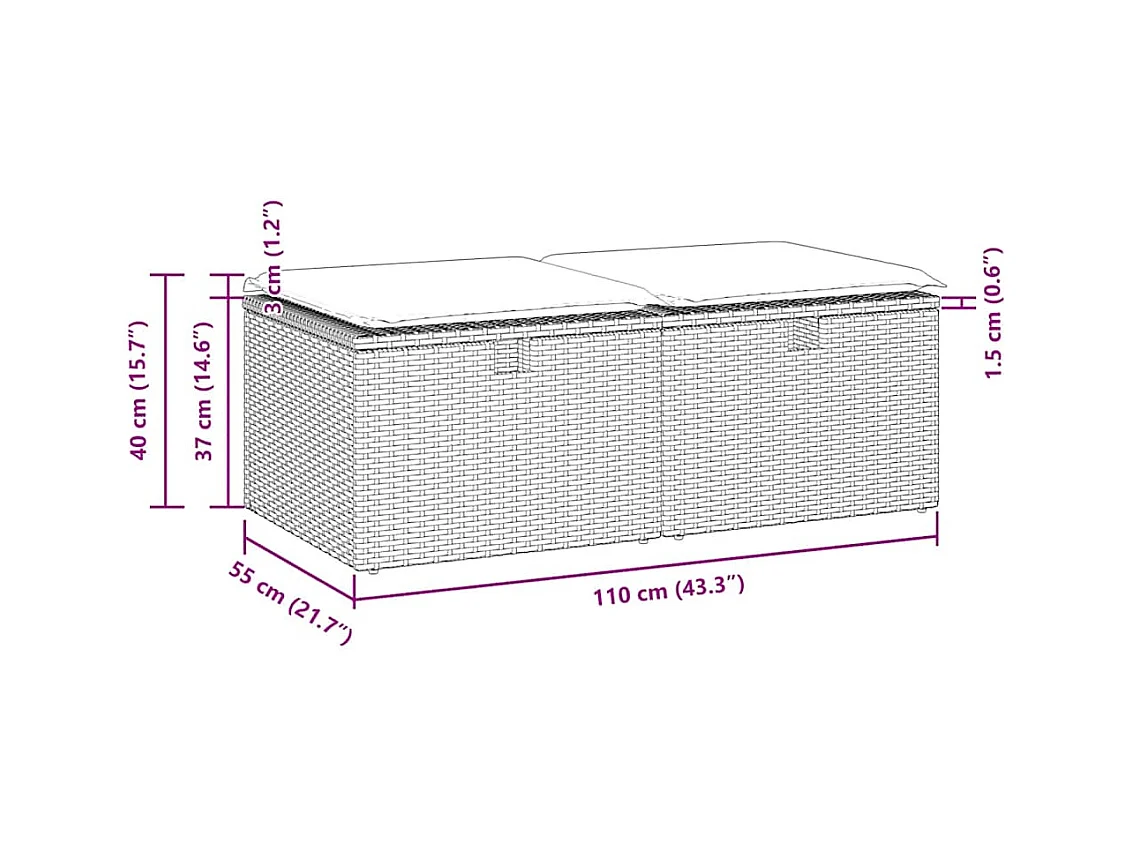 Set Divano Giardino 4 pz con Cuscini Marrone Polyrattan Acacia