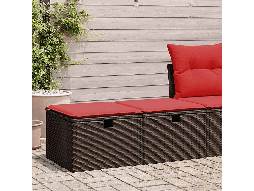 Salon de jardin avec coussins 2pcs marron résine tressée acacia